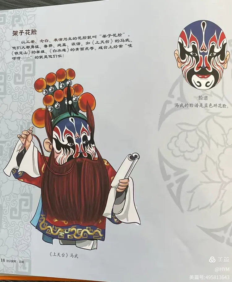 一般都在鼻梁上涂一块形如豆腐块的粉白,故又称小花脸,或三花脸